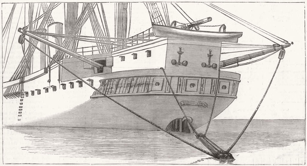 CLASSICS. Steering Spar contrivance for H M S Bacchante after the Squall 1880